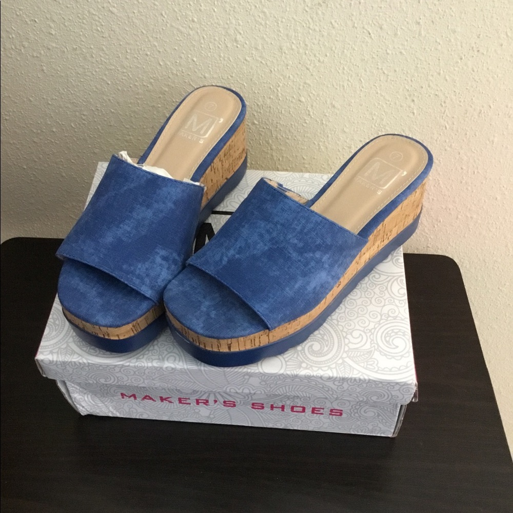 Blue platform sandals